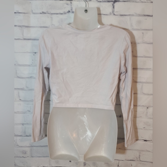 Basic White Long Sleeve V-neck Shirt Med - Picture 2 of 4